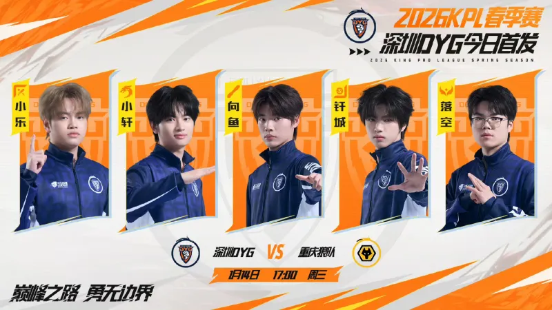 ［预告］重庆狼队 vs 深圳DYG首发出炉：归期、小胖、信首发